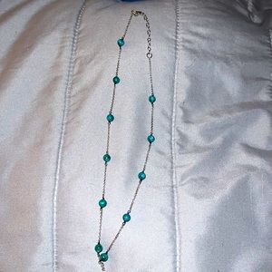 Blue beaded silver necklace